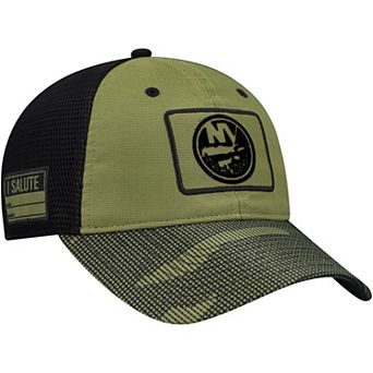 Men's Fanatics Olive New York Islanders Military Appreciation Trucker Adjustable Hat
