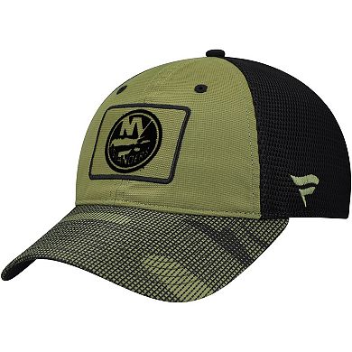 Men's Fanatics Olive New York Islanders Military Appreciation Trucker Adjustable Hat