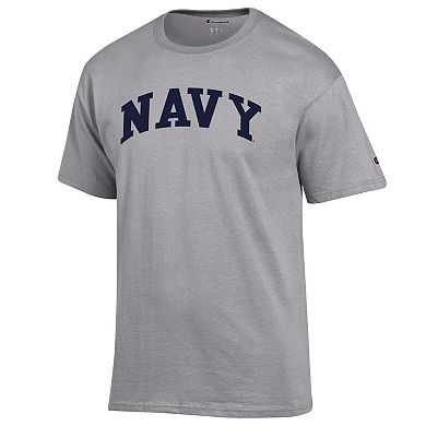 Men's Champion Heather Gray Navy Midshipmen Basic Arch T-Shirt