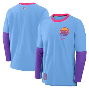 Men's Nike Light Blue/Purple Colorado Rockies 2025 City Connect Authentic Collection Lightweight Player Performance Long Sleeve T-Shirt