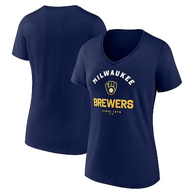 Women's Navy Milwaukee Brewers Unrivaled V-Neck T-Shirt