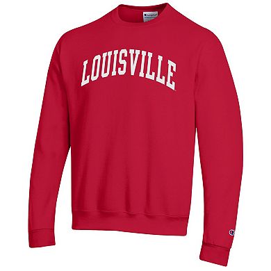Men's Champion Red Louisville Cardinals Basic Arch Fleece Pullover Sweatshirt