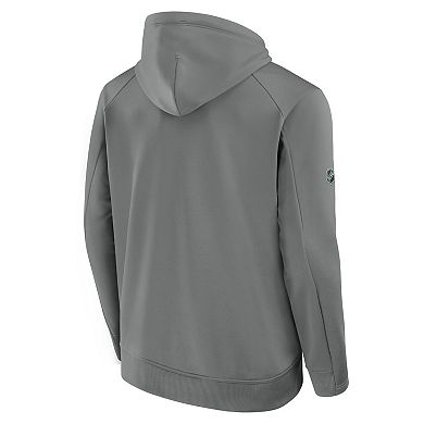 Men's Fanatics Gray Edmonton Oilers 2025 Stanley Cup Playoffs Authentic Pro Rink Fly Fleece Pullover Hoodie