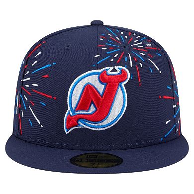 Men's New Era Navy New Jersey Devils Americana Fireworks 59FIFTY Fitted Hat