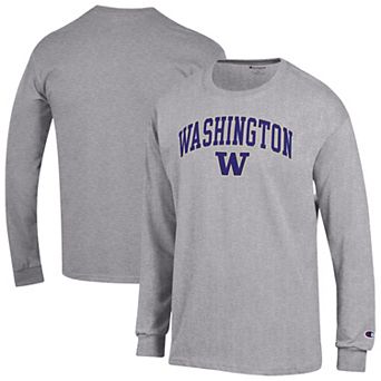 Men's Champion® Heather Gray Washington Huskies Arch Over Logo Long Sleeve T-Shirt