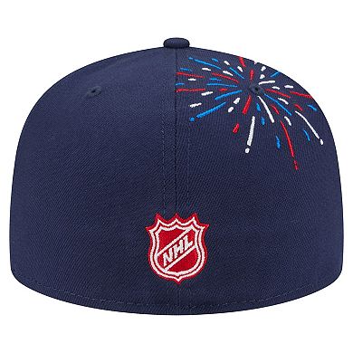 Men's New Era Navy Pittsburgh Penguins Americana Fireworks 59FIFTY Fitted Hat