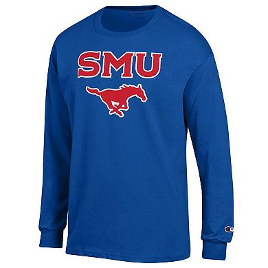 Men's Champion® Royal SMU Mustangs Arch Over Logo Long Sleeve T-Shirt