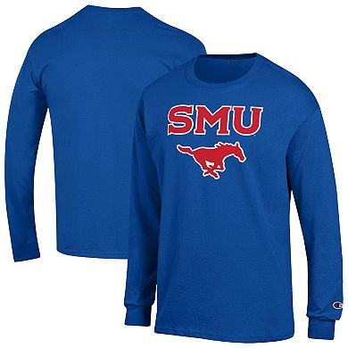 Men's Champion® Royal SMU Mustangs Arch Over Logo Long Sleeve T-Shirt
