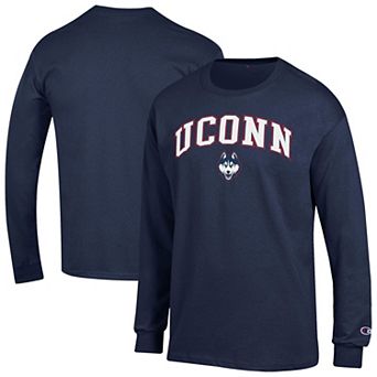 Men's Champion® Navy UConn Huskies Arch Over Logo Long Sleeve T-Shirt