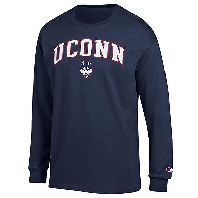 Men's Champion® Navy UConn Huskies Arch Over Logo Long Sleeve T-Shirt