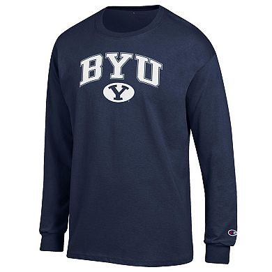 Men's Champion® Navy BYU Cougars Arch Over Logo Long Sleeve T-Shirt