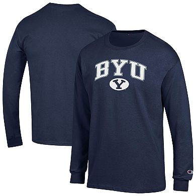 Men's Champion® Navy BYU Cougars Arch Over Logo Long Sleeve T-Shirt