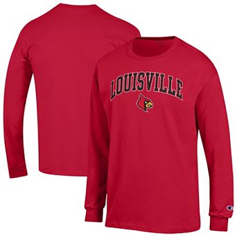 Men's Champion® Red Louisville Cardinals Arch Over Logo Long Sleeve T-Shirt