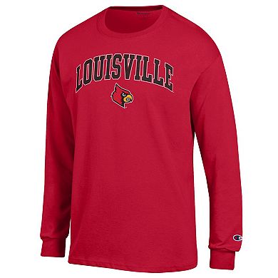Men's Champion® Red Louisville Cardinals Arch Over Logo Long Sleeve T-Shirt