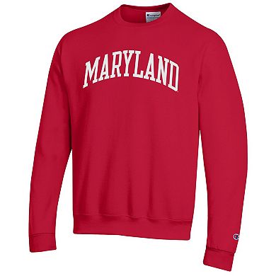 Men's Champion Red Maryland Terrapins Basic Arch Fleece Pullover Sweatshirt