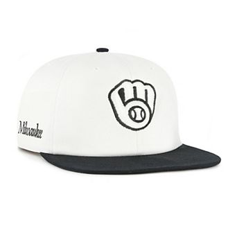 Men's '47 White/Black Milwaukee Brewers Foundation Captain Snapback Hat