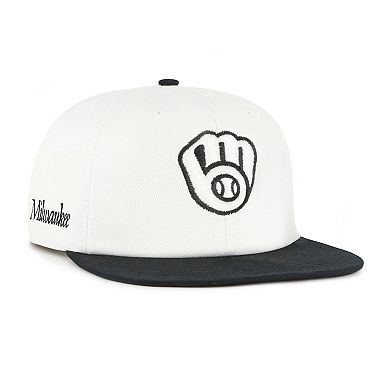 Men's '47 White/Black Milwaukee Brewers Foundation Captain Snapback Hat