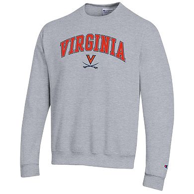 Men's Champion Heather Gray Virginia Cavaliers Basic Arch Fleece Pullover Sweatshirt