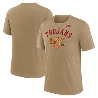 Men's Nike Heather Light Brown USC Trojans Legacy Arch Tri-Blend T-Shirt