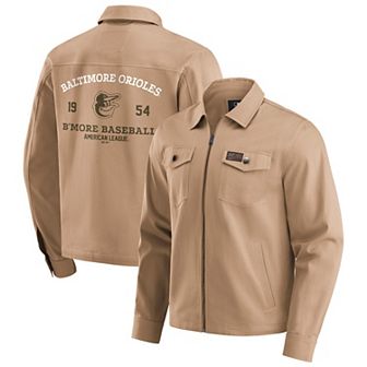 Men's�Darius Rucker Collection by Fanatics Tan Baltimore Orioles Distressed Washed Full-Zip Jacket