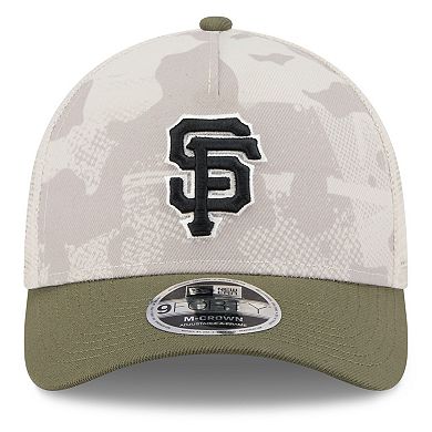 Men's New Era Light Beige/Olive San Francisco Giants 2025 Armed Forces Day 9FORTY M-Crown A-Frame Adjustable Hat