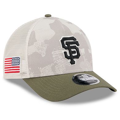 Men's New Era Light Beige/Olive San Francisco Giants 2025 Armed Forces Day 9FORTY M-Crown A-Frame Adjustable Hat