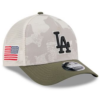 Men's New Era Light Beige/Olive Los Angeles Dodgers 2025 Armed Forces Day 9FORTY M-Crown A-Frame Adjustable Hat