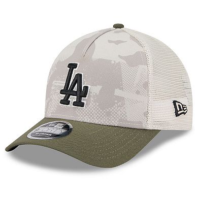 Men's New Era Light Beige/Olive Los Angeles Dodgers 2025 Armed Forces Day 9FORTY M-Crown A-Frame Adjustable Hat