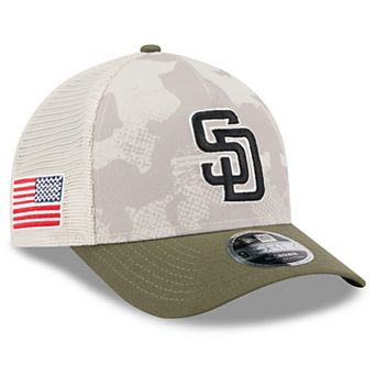 Men's New Era Light Beige/Olive San Diego Padres 2025 Armed Forces Day 9FORTY M-Crown A-Frame Adjustable Hat