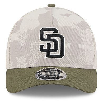 Men's New Era Light Beige/Olive San Diego Padres 2025 Armed Forces Day 9FORTY M-Crown A-Frame Adjustable Hat