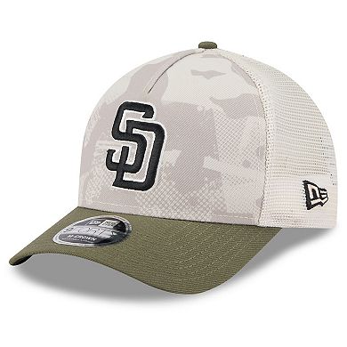 Men's New Era Light Beige/Olive San Diego Padres 2025 Armed Forces Day 9FORTY M-Crown A-Frame Adjustable Hat