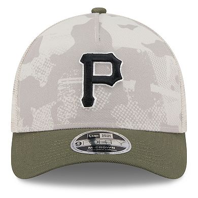 Men's New Era Light Beige/Olive Pittsburgh Pirates 2025 Armed Forces Day 9FORTY M-Crown A-Frame Adjustable Hat