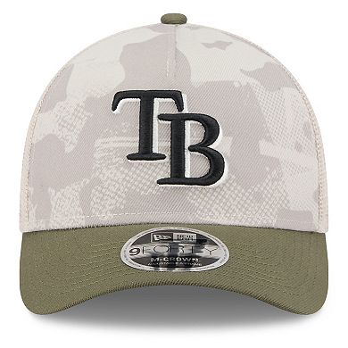 Men's New Era Light Beige/Olive Tampa Bay Rays 2025 Armed Forces Day 9FORTY M-Crown A-Frame Adjustable Hat