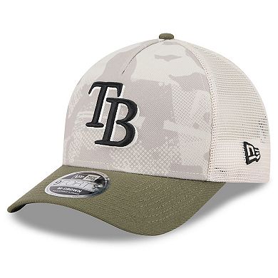 Men's New Era Light Beige/Olive Tampa Bay Rays 2025 Armed Forces Day 9FORTY M-Crown A-Frame Adjustable Hat