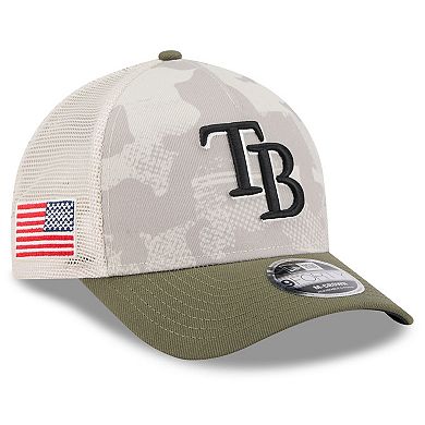 Men's New Era Light Beige/Olive Tampa Bay Rays 2025 Armed Forces Day 9FORTY M-Crown A-Frame Adjustable Hat