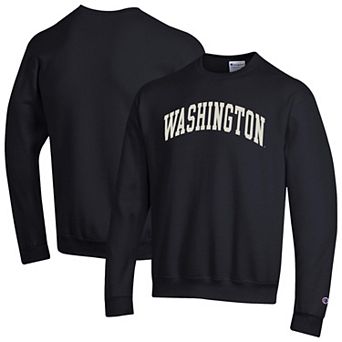 Men's Champion Black Washington Huskies Basic Arch Fleece Pullover Sweatshirt