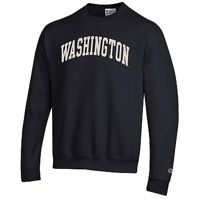 Men's Champion Black Washington Huskies Basic Arch Fleece Pullover Sweatshirt