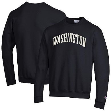Men's Champion Black Washington Huskies Basic Arch Fleece Pullover Sweatshirt