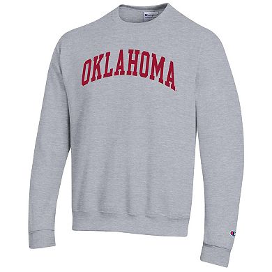 Men's Champion Heather Gray Oklahoma Sooners Basic Arch Fleece Pullover Sweatshirt