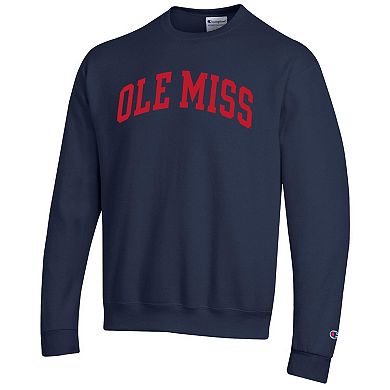 Men's Champion Navy Ole Miss Rebels Basic Arch Fleece Pullover Sweatshirt