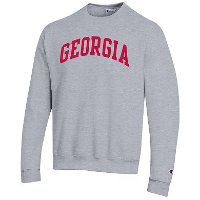 Men's Champion Heather Gray Georgia Bulldogs Basic Arch Fleece Pullover Sweatshirt