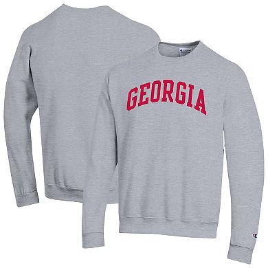 Men's Champion Heather Gray Georgia Bulldogs Basic Arch Fleece Pullover Sweatshirt