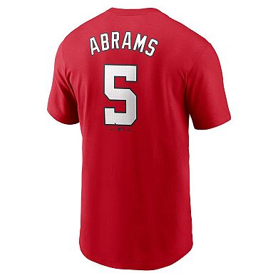 Men's Nike CJ Abrams Red Washington Nationals Fuse Name & Number T-Shirt