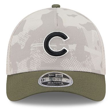 Men's New Era Light Beige/Olive Chicago Cubs 2025 Armed Forces Day 9FORTY M-Crown A-Frame Adjustable Hat