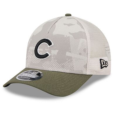 Men's New Era Light Beige/Olive Chicago Cubs 2025 Armed Forces Day 9FORTY M-Crown A-Frame Adjustable Hat