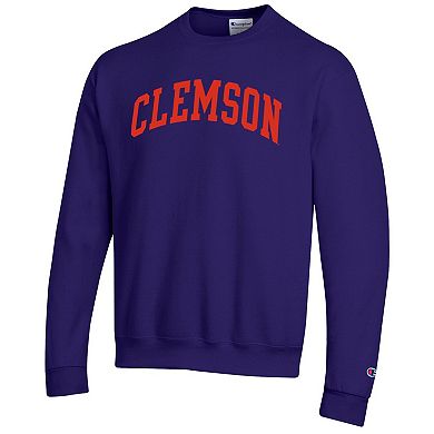 Men's Champion Purple Clemson Tigers Basic Arch Fleece Pullover Sweatshirt