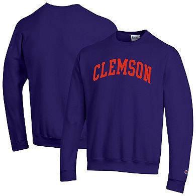 Men's Champion Purple Clemson Tigers Basic Arch Fleece Pullover Sweatshirt