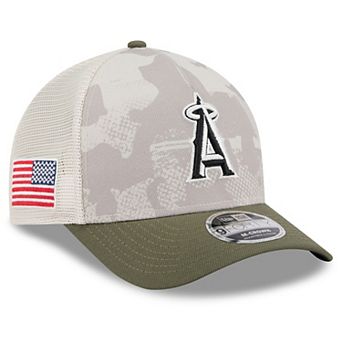 Men's New Era Light Beige/Olive Los Angeles Angels 2025 Armed Forces Day 9FORTY M-Crown A-Frame Adjustable Hat