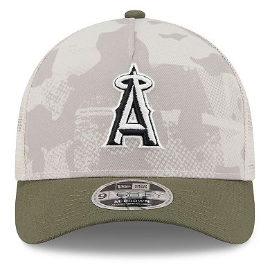 Men's New Era Light Beige/Olive Los Angeles Angels 2025 Armed Forces Day 9FORTY M-Crown A-Frame Adjustable Hat