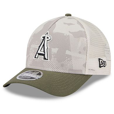 Men's New Era Light Beige/Olive Los Angeles Angels 2025 Armed Forces Day 9FORTY M-Crown A-Frame Adjustable Hat